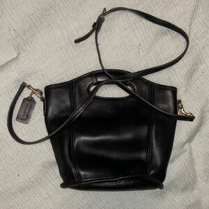 Black leather Coach shopper bag